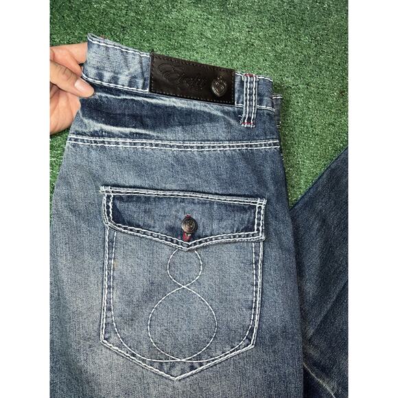 Vtg Eight 732 Baggy Y2K Hip Hop Embroidered Jeans Men 38x32 - Picture 7 of 10